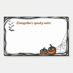 10"x6" Bats, pumpkin and spiderweb Post-it Notes