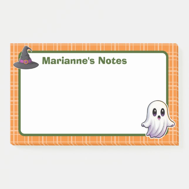 10"x6" Orange Spooky Cute Post-it Notes (Front)