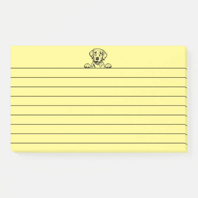 10”x6” Yellow Lined Post-Its featuring Black Lab Post-it Notes (Front)