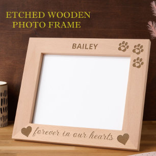 10"x8" Pet Memorial Dog Cat Paws Hearts Etched Frames