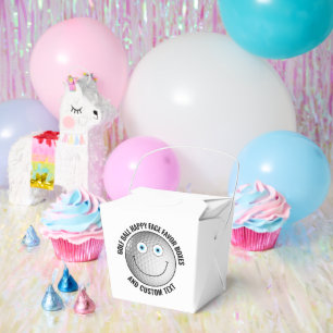 10 x Custom Golf Theme Party BLUE EYES Happy Face Favour Box