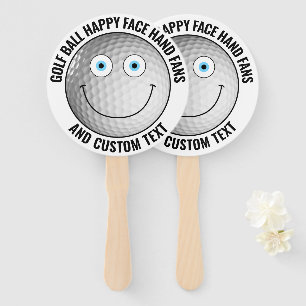 10 x Custom Golf Theme Party BLUE EYES Happy Face Hand Fan