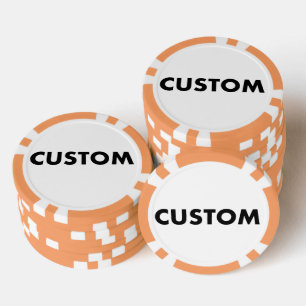 10 x Custom Personalised ORANGE Casino, Poker Chips
