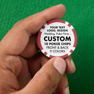 10 x Custom personalised RED Poker Chips