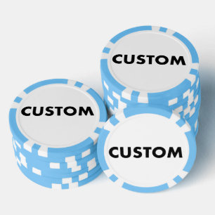 10 x Custom Personalized LIGHT BLUE Casino, Poker Chips