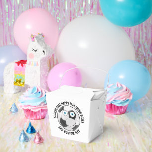 10 x Custom Soccer Ball Party BLUE EYES Happy Face Favour Box