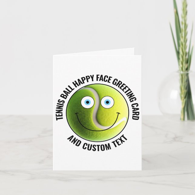 10 x Custom Tennis BLUE EYES Happy Face Greeting Card (Front)