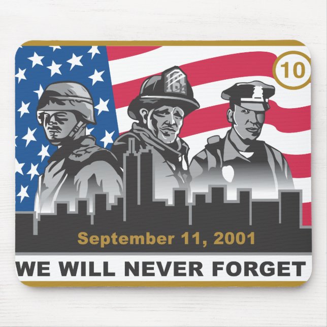 10 Year 9/11 Anniversary 3-Heroes Design Mouse Mat (Front)