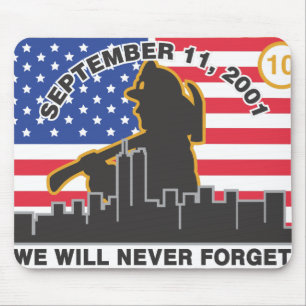 10 Year 9/11 Firefighter Anniversary Design Mouse Mat
