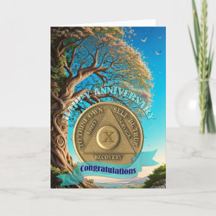 10 Year AA Anniversary Coin Tree of Life Card