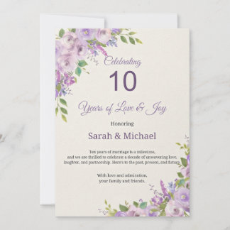 10 Year Anniversary Card | Floral Wedding Greeting