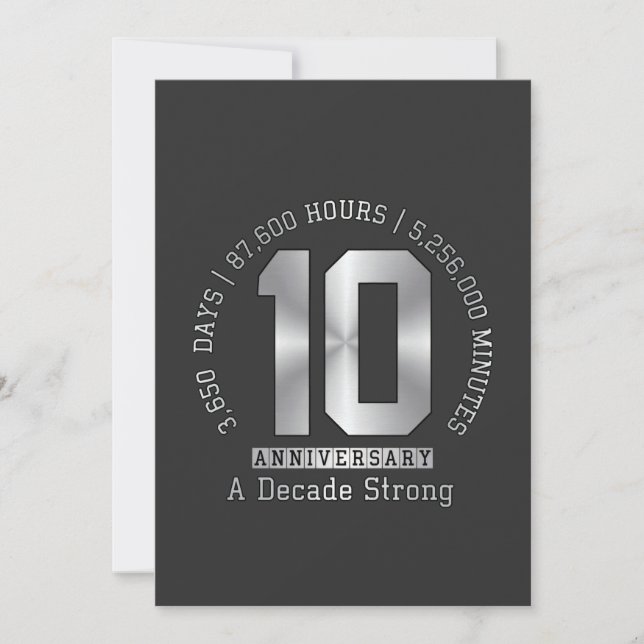 10 Year Anniversary Milestone - A Decade Strong  Invitation (Front)