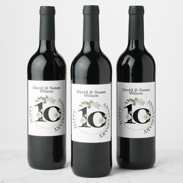10 year ANNIVERSARY  Wine Label (Bottles)