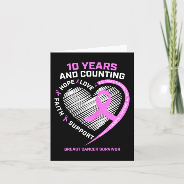 10 Year Breast Cancer Survivor Gifts For Women Can Card (Front)