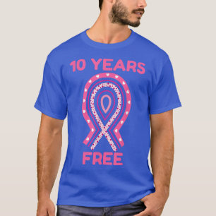 10 year breast cancer survivor Pink Hearts Ribbon  T-Shirt