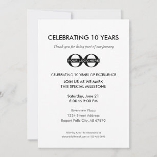 10 Year Company Anniversary Celebration Invitation