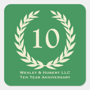 10 year milestone anniversary wreath green label