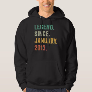 10 Year Old 10th Birthday Boy Legend Since Januar Hoodie
