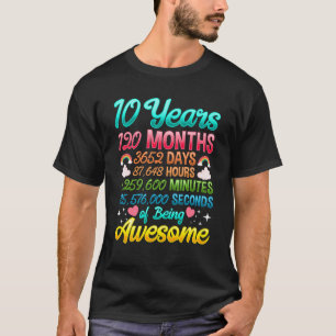 10 Year old 120 Months 10th Birthday Party Rainbow T-Shirt