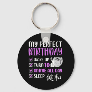 10 Year Old Anime Birthday Party 10th Boy Girl Ten Key Ring