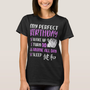 10 Year Old Anime Birthday Party 10th Boy Girl Ten T-Shirt