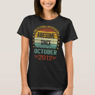 10 Year Old Awesome Since October 2012 10th Birth T-Shirt