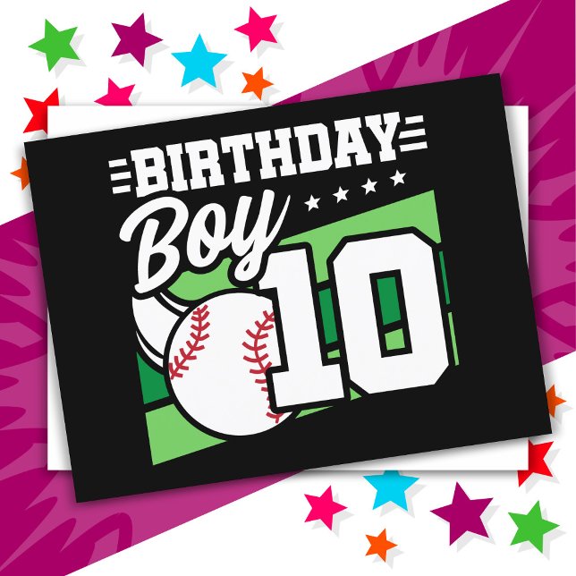 10 Year Old Baseball Party Theme 10th Birthday Boy Postcard (Creator Uploaded)