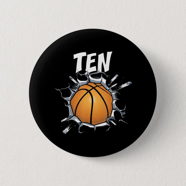10 Year Old Basketball Birthday Party 10th Boy 6 Cm Round Badge (Front)