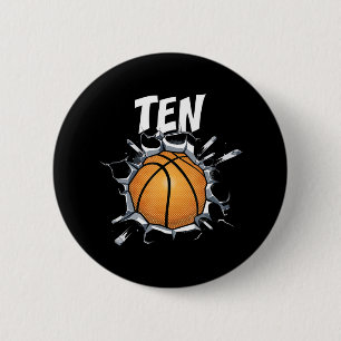 10 Year Old Basketball Birthday Party 10th Boy 6 Cm Round Badge