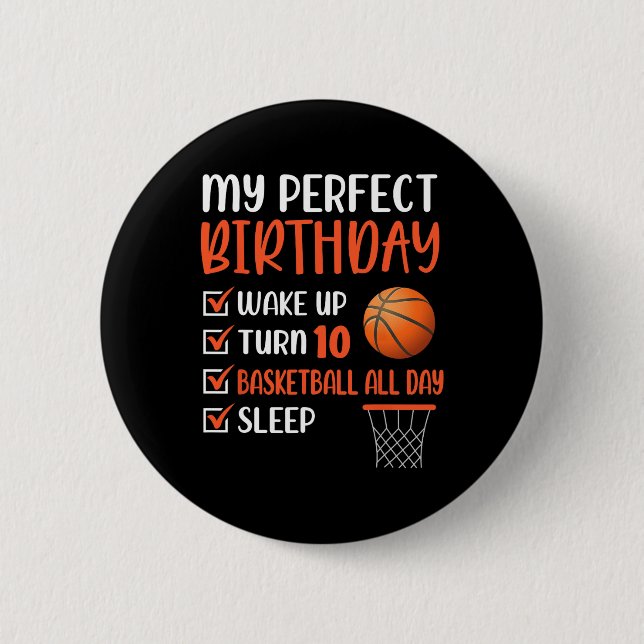 10 Year Old Basketball Birthday Party 10th Boy Bda 6 Cm Round Badge (Front)