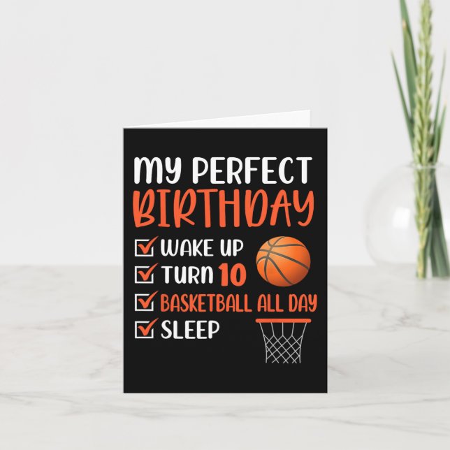 10 Year Old Basketball Birthday Party 10th Boy Bda Card (Front)