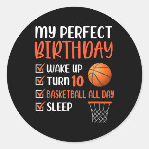 10 Year Old Basketball Birthday Party 10th Boy Bda Classic Round Sticker