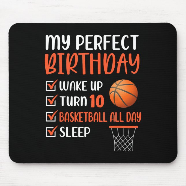10 Year Old Basketball Birthday Party 10th Boy Bda Mouse Mat (Front)