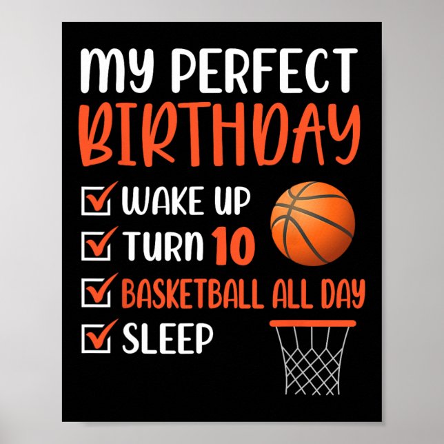 10 Year Old Basketball Birthday Party 10th Boy Bda Poster (Front)