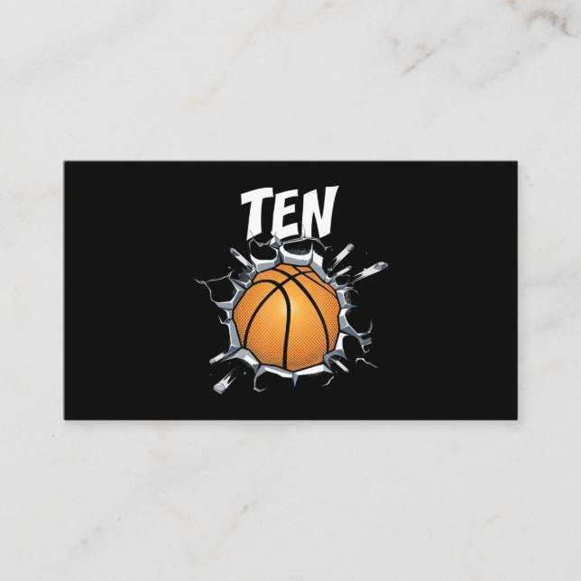 10 Year Old Basketball Birthday Party 10th Boy Business Card (Front)