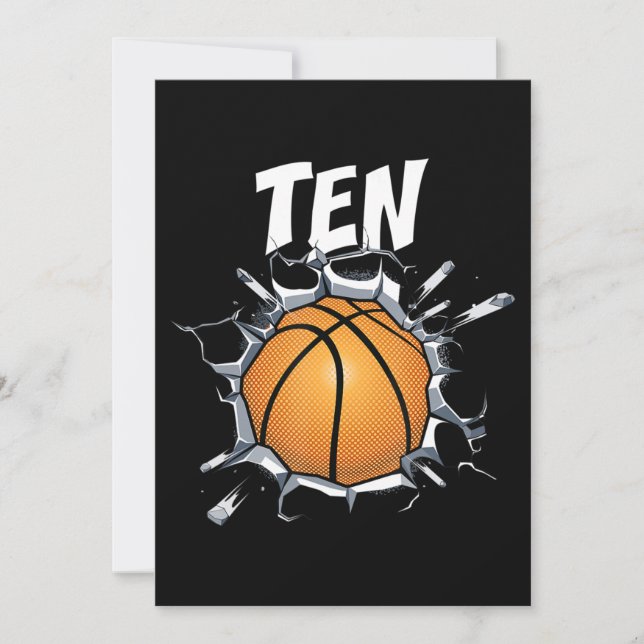 10 Year Old Basketball Birthday Party 10th Boy Holiday Card (Front)
