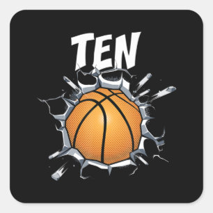 10 Year Old Basketball Birthday Party 10th Boy Square Sticker