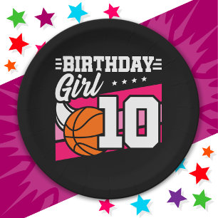 10 Year Old Basketball Party 10th Birthday Girl Paper Plate