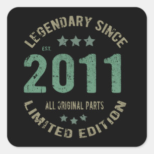 10 Year Old Bday 2011 Legend Since 10th Birthday Square Sticker