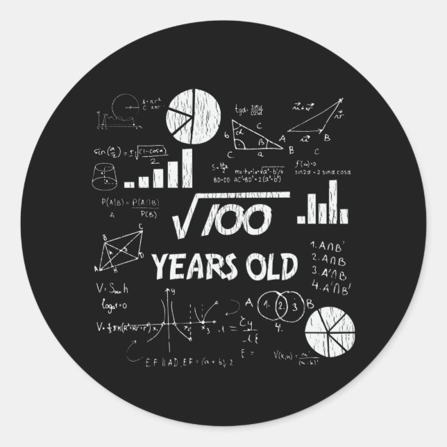 10 Year Old Bday Geeky Math 10th birthday Gift Classic Round Sticker (Front)