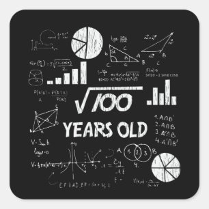 10 Year Old Bday Geeky Math 10th birthday Gift Square Sticker