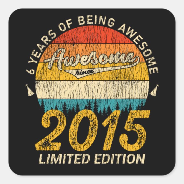 10 Year Old Bday Retro Awesome 10th Birthday Gift Square Sticker (Front)