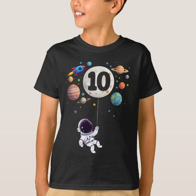 10 Year Old Birthday Astronaut 10th Birthday T-Shirt (Front)