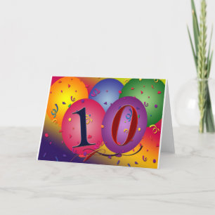 10 year old birthday balloons! card