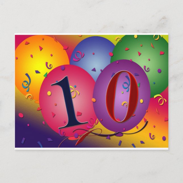 10 year old birthday balloons! postcard (Front)