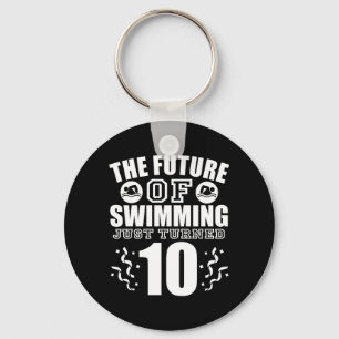 10 Year Old Birthday Funny Swimming Swim Team Key Ring