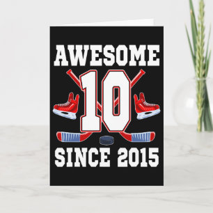 10 Year Old Birthday Ice Hockey Theme Awesome Sinc Card