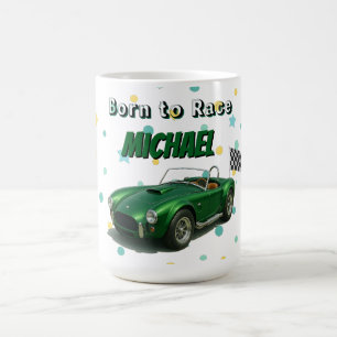 10 Year Old Birthday Party Green Racing Car Coffee Mug