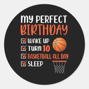 10 Year Old Bysketbyll Birthday Party 10th Boy Bda Classic Round Sticker