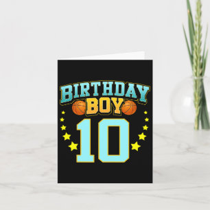 10 Year Old Bysketbyll Player 10th Birthday Party Card